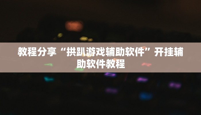 教程分享“拱趴游戏辅助软件”开挂辅助软件教程