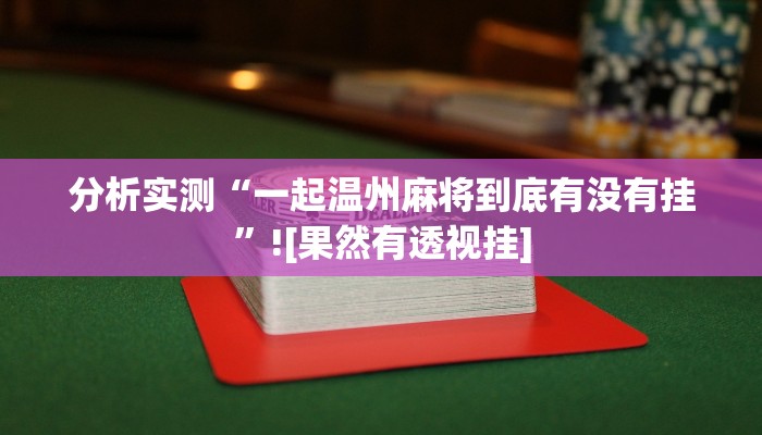 分析实测“一起温州麻将到底有没有挂”![果然有透视挂]