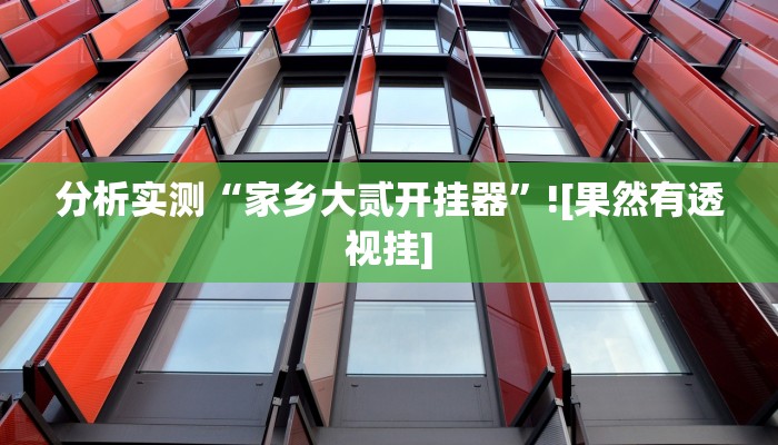 分析实测“家乡大贰开挂器”![果然有透视挂]