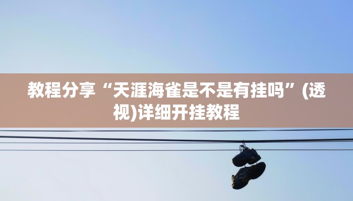 教程分享“天涯海雀是不是有挂吗”(透视)详细开挂教程