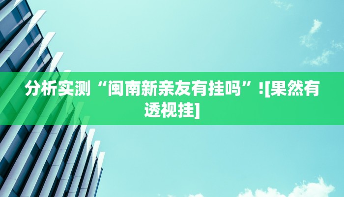 分析实测“闽南新亲友有挂吗”![果然有透视挂]