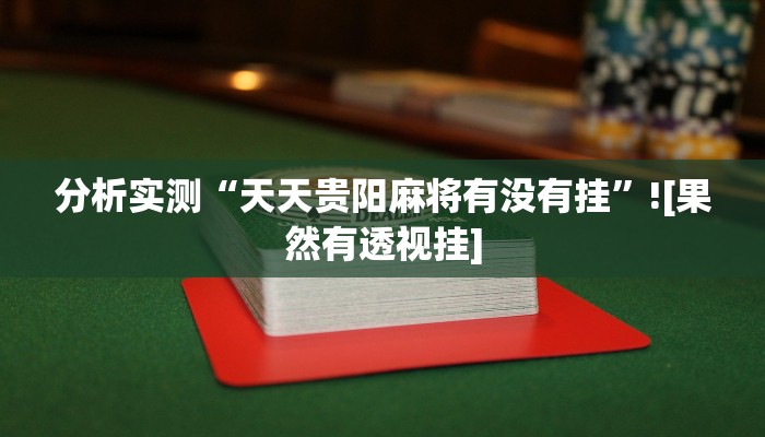 分析实测“天天贵阳麻将有没有挂”![果然有透视挂]