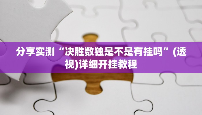分享实测“决胜数独是不是有挂吗”(透视)详细开挂教程