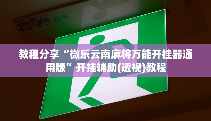 教程分享“微乐云南麻将万能开挂器通用版”开挂辅助(透视)教程