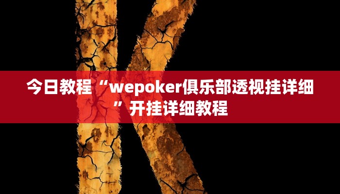 今日教程“wepoker俱乐部透视挂详细”开挂详细教程
