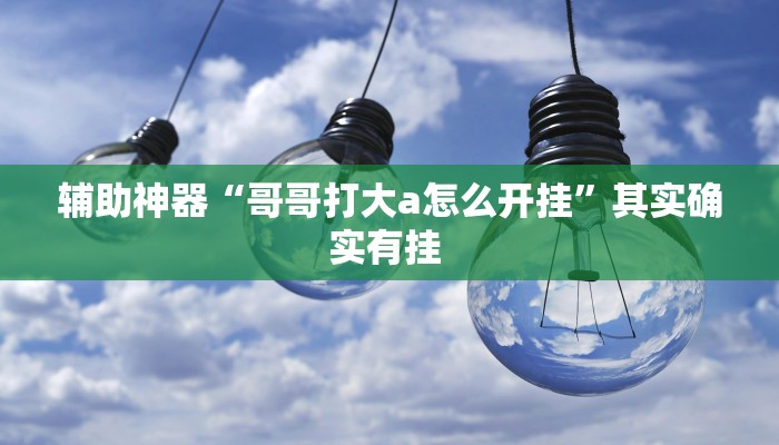 辅助神器“哥哥打大a怎么开挂”其实确实有挂 