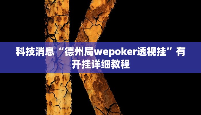 科技消息“德州局wepoker透视挂”有开挂详细教程