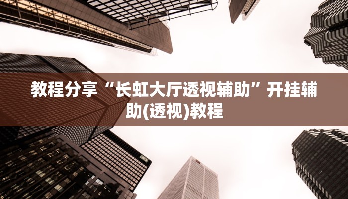 教程分享“长虹大厅透视辅助”开挂辅助(透视)教程