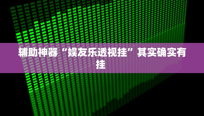 辅助神器“娱友乐透视挂”其实确实有挂 