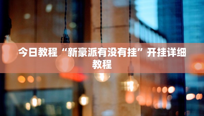 今日教程“新豪派有没有挂”开挂详细教程