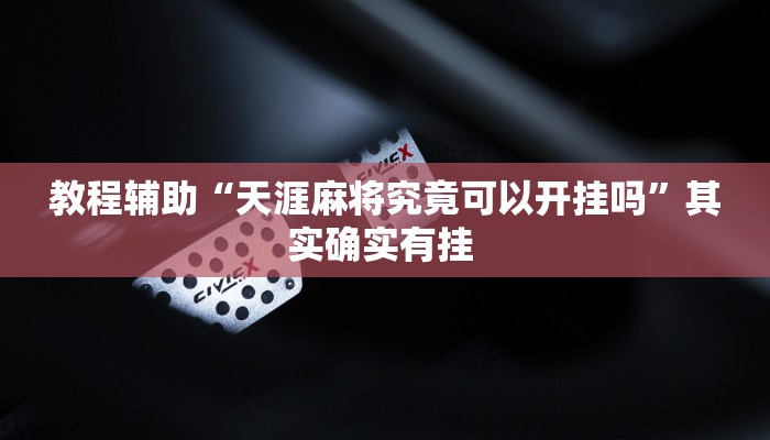 教程辅助“天涯麻将究竟可以开挂吗”其实确实有挂 