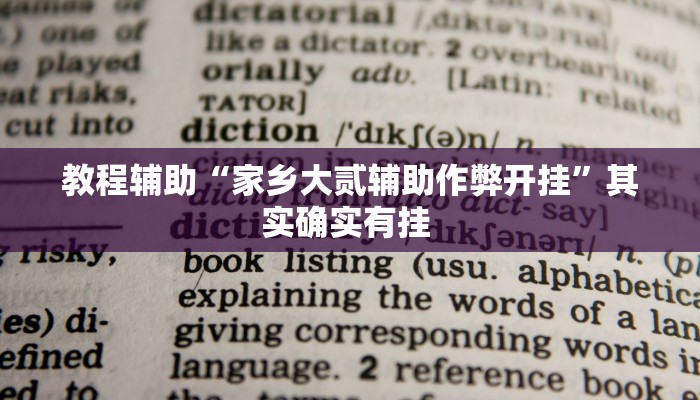 教程辅助“家乡大贰辅助作弊开挂”其实确实有挂 