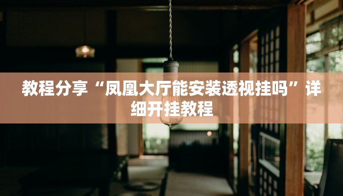 教程分享“凤凰大厅能安装透视挂吗”详细开挂教程