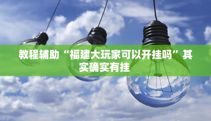 教程辅助“福建大玩家可以开挂吗”其实确实有挂 