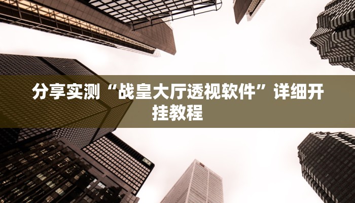 分享实测“战皇大厅透视软件”详细开挂教程