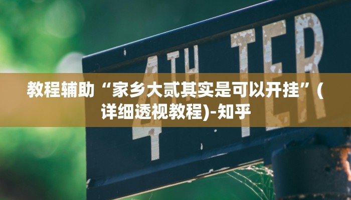 教程辅助“家乡大贰其实是可以开挂”(详细透视教程)-知乎