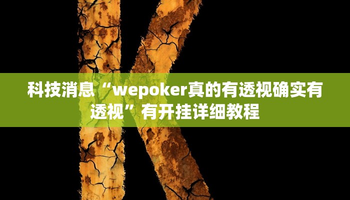 科技消息“wepoker真的有透视确实有透视”有开挂详细教程