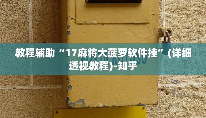 教程辅助“17麻将大菠萝软件挂”(详细透视教程)-知乎
