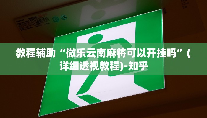 教程辅助“微乐云南麻将可以开挂吗”(详细透视教程)-知乎