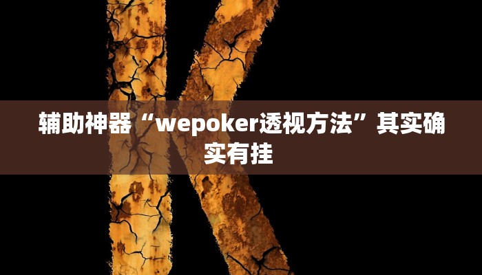 辅助神器“wepoker透视方法”其实确实有挂 