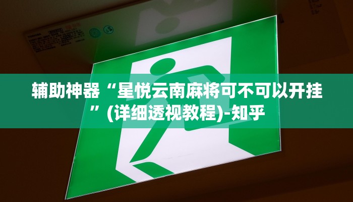 辅助神器“星悦云南麻将可不可以开挂”(详细透视教程)-知乎