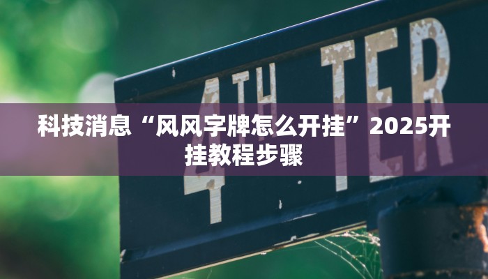 科技消息“风风字牌怎么开挂”2025开挂教程步骤