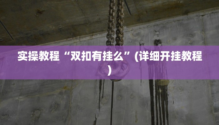 实操教程“双扣有挂么”(详细开挂教程)