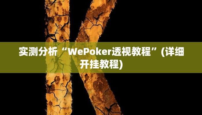 实测分析“WePoker透视教程”(详细开挂教程)