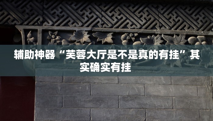 辅助神器“芙蓉大厅是不是真的有挂”其实确实有挂 辅助神器“芙蓉大厅是不是真的有挂”其实确实有挂