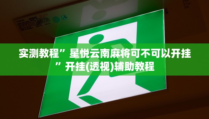 实测教程”星悦云南麻将可不可以开挂”开挂(透视)辅助教程