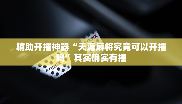 辅助开挂神器“天涯麻将究竟可以开挂吗”其实确实有挂