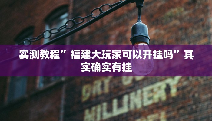 实测教程”福建大玩家可以开挂吗”其实确实有挂