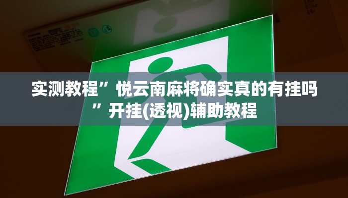 实测教程”悦云南麻将确实真的有挂吗”开挂(透视)辅助教程