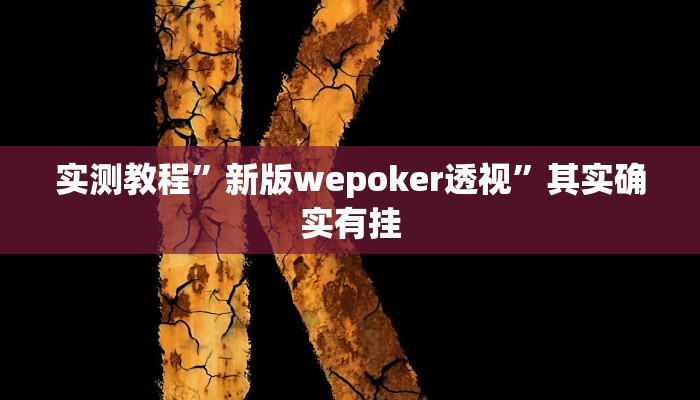 实测教程”新版wepoker透视”其实确实有挂