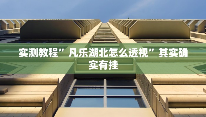 实测教程”凡乐湖北怎么透视”其实确实有挂