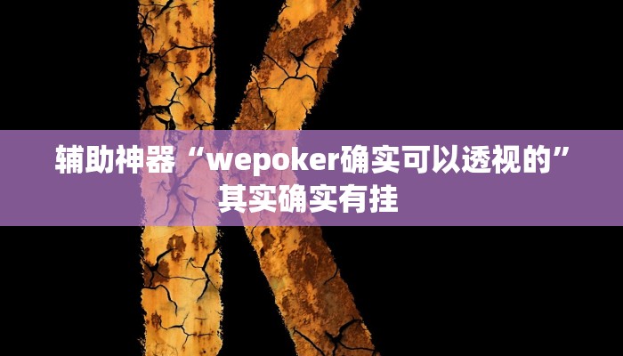 辅助神器“wepoker确实可以透视的”其实确实有挂 