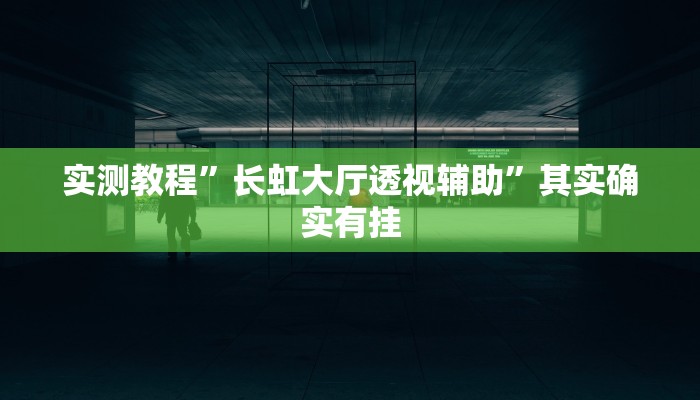 实测教程”长虹大厅透视辅助”其实确实有挂
