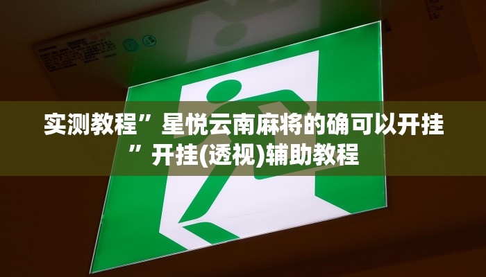 实测教程”星悦云南麻将的确可以开挂”开挂(透视)辅助教程