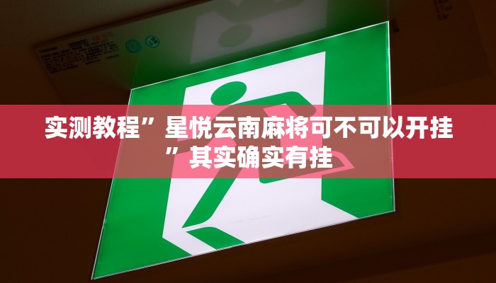 实测教程”星悦云南麻将可不可以开挂”其实确实有挂