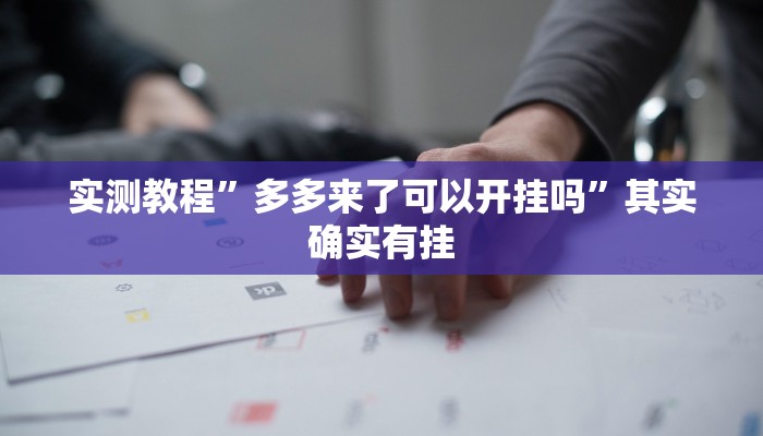 实测教程”多多来了可以开挂吗”其实确实有挂
