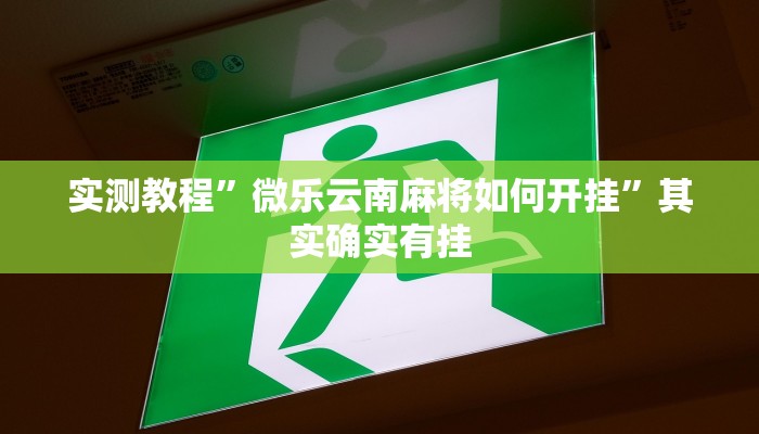 实测教程”微乐云南麻将如何开挂”其实确实有挂