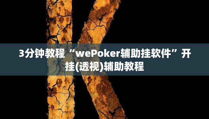 3分钟教程“wePoker辅助挂软件”开挂(透视)辅助教程