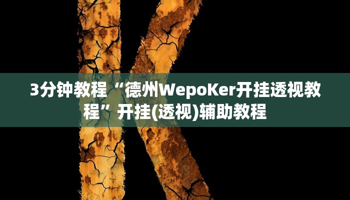 3分钟教程“德州WepoKer开挂透视教程”开挂(透视)辅助教程