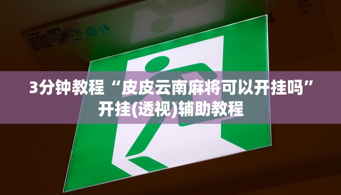 3分钟教程“皮皮云南麻将可以开挂吗”开挂(透视)辅助教程